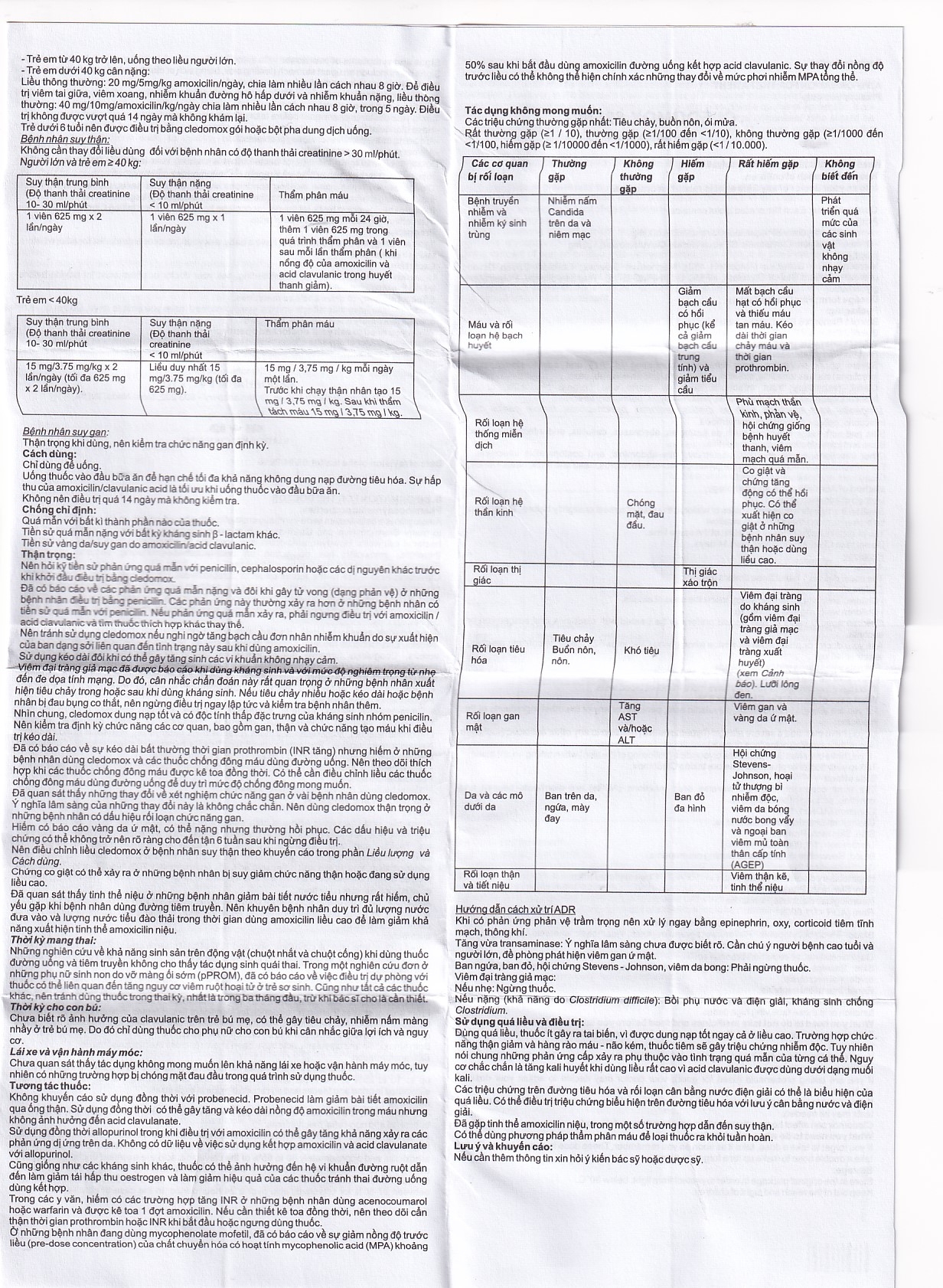 Hình ảnh Thuốc Cledomox 625 Tenamyd điều trị các trường hợp nhiễm khuẩn (2 vỉ x 7 viên)