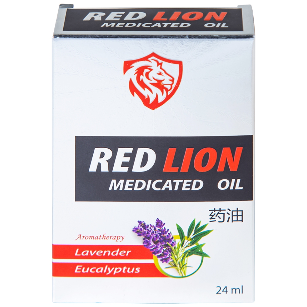 Hình ảnh Dầu gió lăn Red Lion Medicated Oil White Agimexpharm ấm da vùng xoa, sử dụng massage hỗ trợ thư giãn (24ml)