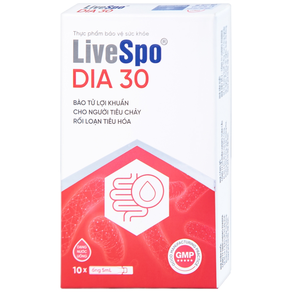 Hình ảnh Bào tử lợi khuẩn Livespo DIA 30 hỗ trợ giảm các triệu chứng tiêu chảy cấp tính, rối loạn tiêu hoá (10 ống x 5ml)