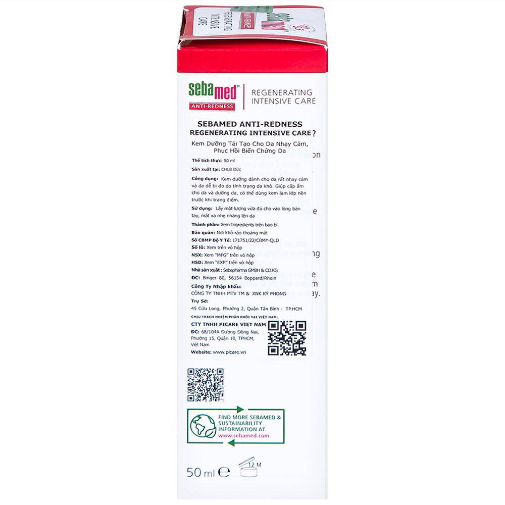 Hình ảnh Kem dưỡng tái tạo Sebamed Anti-Redness Regenerating Intensive Care cho da nhạy cảm, da dễ bị đỏ (50ml)