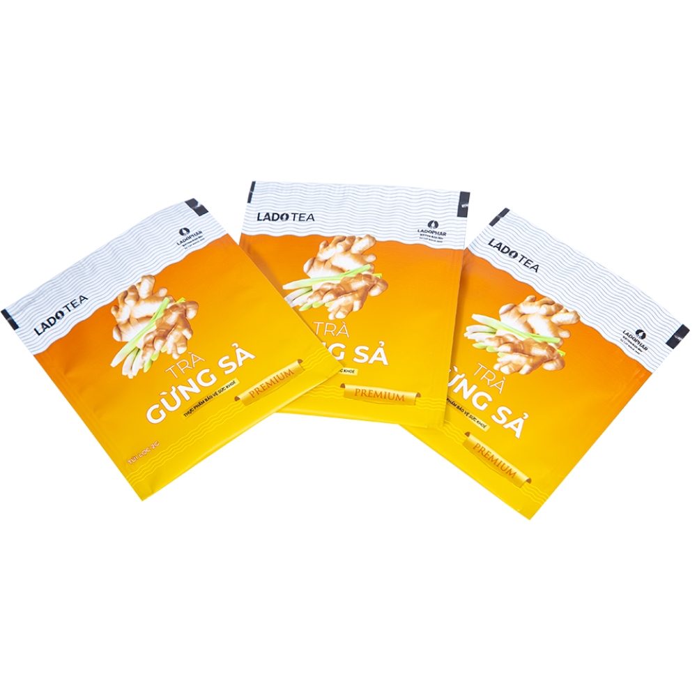 Hình ảnh Trà gừng sả Lado Tea Premium Ladophar hỗ trợ giảm các triệu chứng đau đầu (20 túi x 2g)