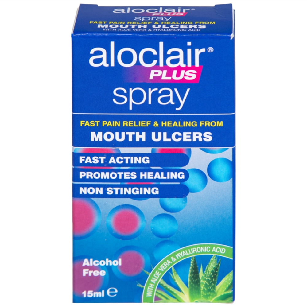 Hình ảnh Chai xịt Aloclair Plus Spray giảm đau nhanh bệnh tay chân miệng, nhiệt miệng, chỉnh nha, nhổ răng (15ml)