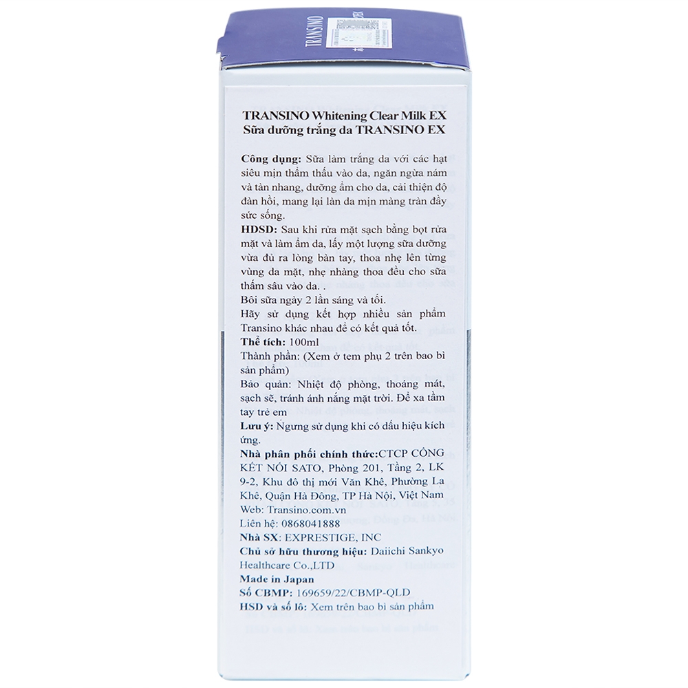 Hình ảnh Sữa dưỡng trắng da Transino Whitening Clear Milk EX ngăn ngừa nám và tàn nhang (100ml)