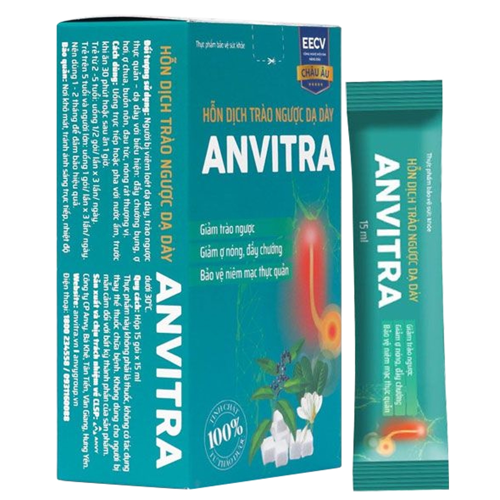 Hình ảnh Hỗn dịch trào ngược dạ dày Anvitra 15ml hỗ trợ giảm acid dịch vị (15 gói)