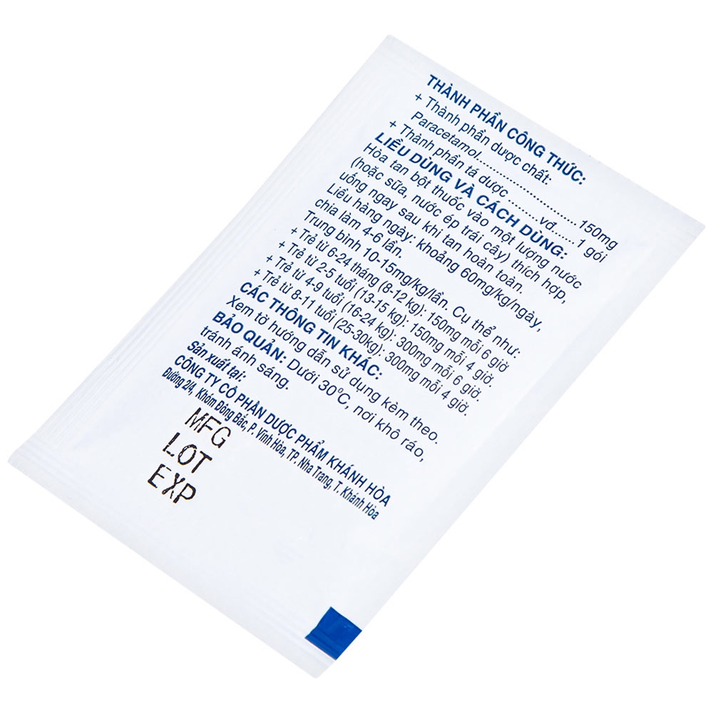 Hình ảnh Bột sủi Panactol 150mg Khapharco vị ngọt, không đắng, hạ sốt, giảm đau cho trẻ (48 gói x 1.5g)