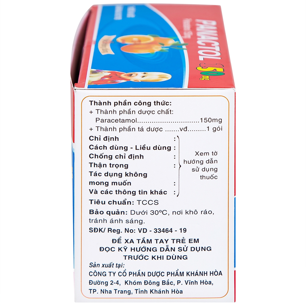 Hình ảnh Bột sủi Panactol 150mg Khapharco vị ngọt, không đắng, hạ sốt, giảm đau cho trẻ (48 gói x 1.5g)