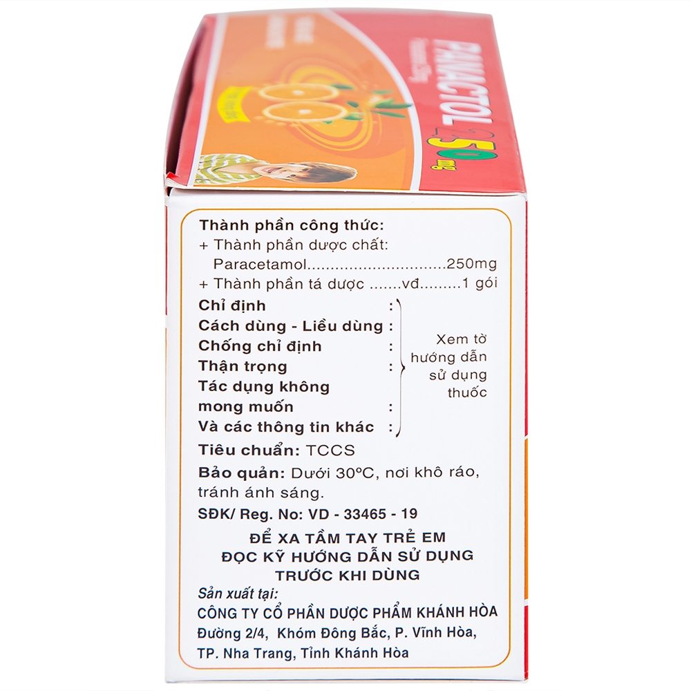 Hình ảnh Bột sủi Panactol 250mg Khapharco vị ngọt, không đắng, hạ sốt, giảm đau cho trẻ (48 gói x 1.5g)