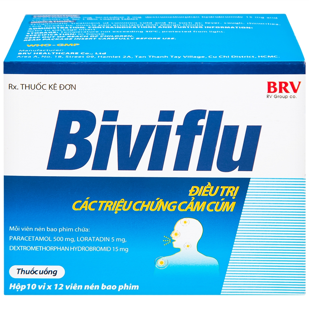 Hình ảnh Thuốc Biviflu BRV điều trị các triệu chứng cảm cúm (10 vỉ x 12 viên)