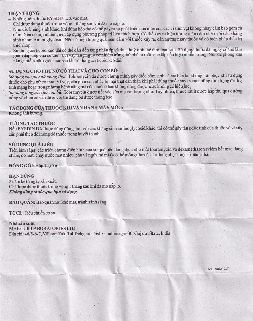 Hình ảnh Thuốc nhỏ mắt Eyedin DX Makcur điều trị nhiểm khuẩn mắt (5ml)