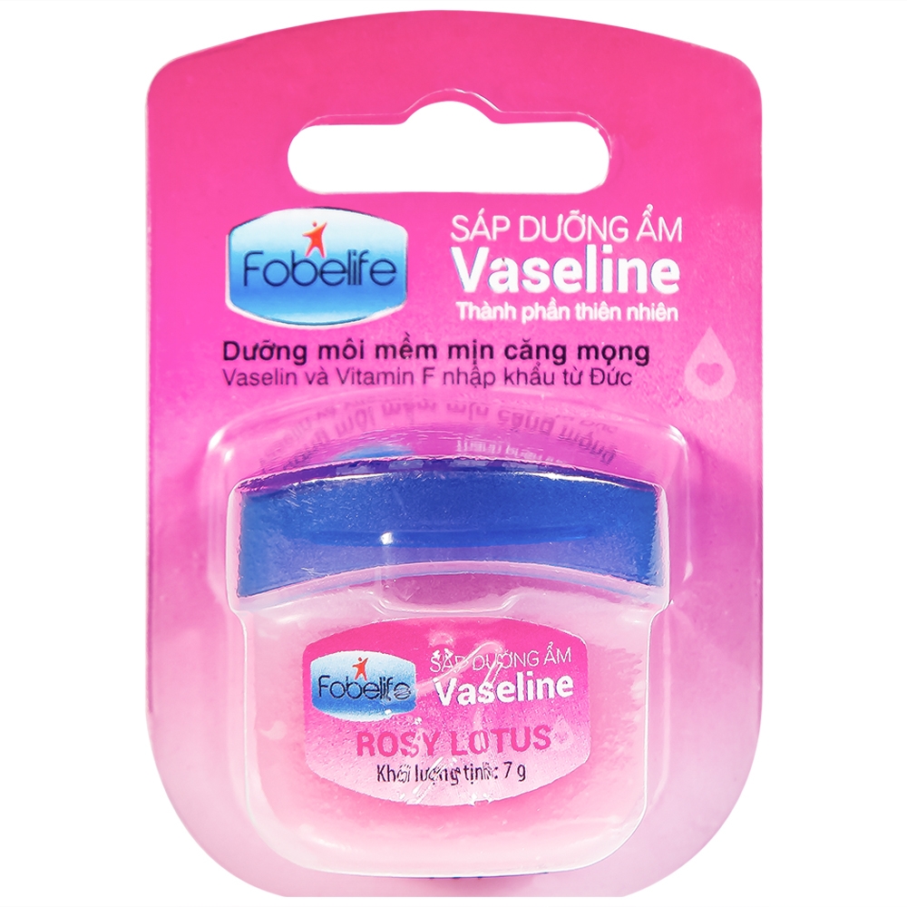 Hình ảnh Sáp dưỡng ẩm Vaseline Rosy Lotus Fobelife làm mềm da, làm dịu da khi bị khô rát, nứt nẻ, dưỡng môi (7g)