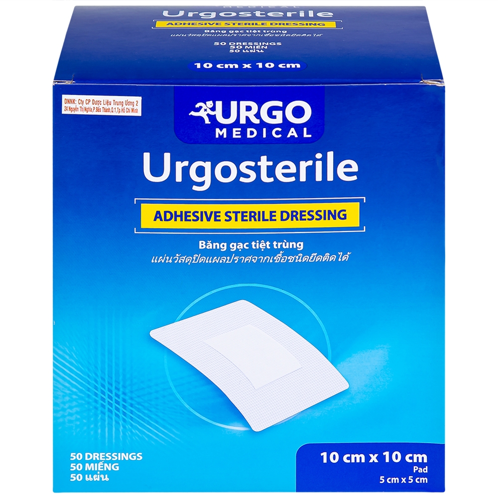 Hình ảnh Băng gạc tiệt trùng Urgosterile 10cm x 10cm bảo vệ vết trầy xước, vết cắt, vết thương (50 miếng)
