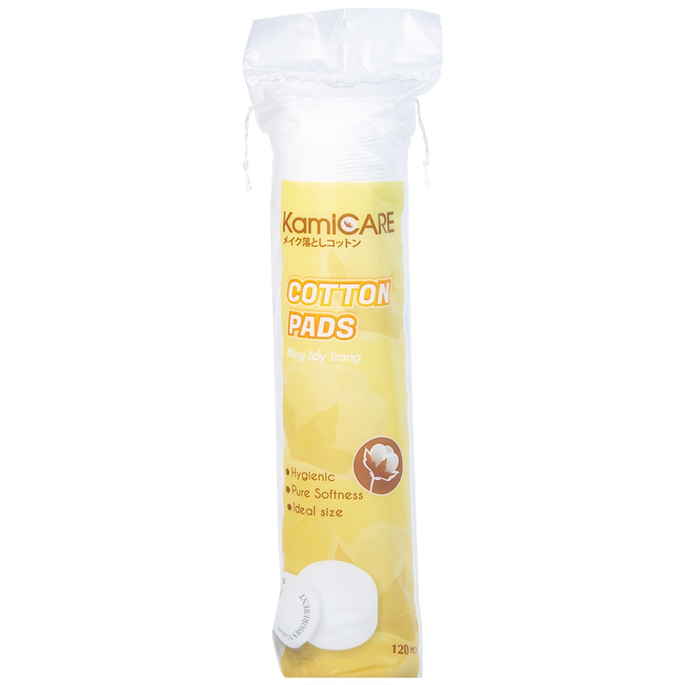 Hình ảnh Bông tẩy trang tròn KamiCare Cotton Pads thấm hút tốt giúp sạch bụi bẩn, tẩy tế bào chết trên da (120 miếng)