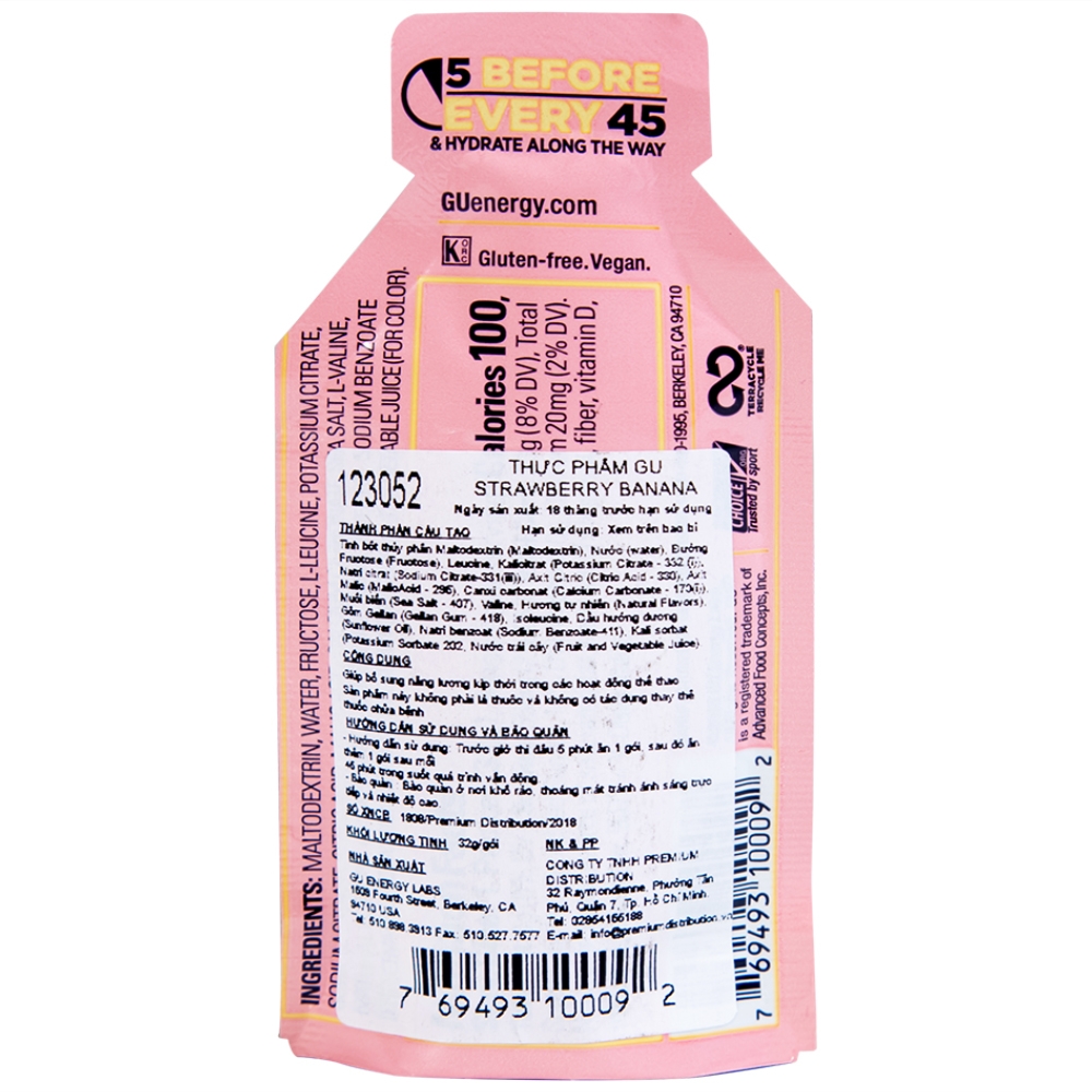 Hình ảnh Thực phẩm bổ sung GU Energy Gel Strawberry Banana cung cấp dinh dưỡng và năng lượng (32g)