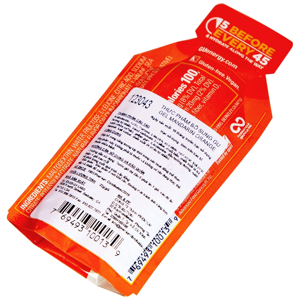 Hình ảnh Thực phẩm bổ sung GU Energy Gel Mandarin Orange cung cấp dinh dưỡng và năng lượng (32g)