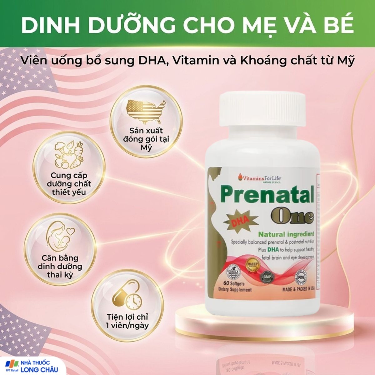 Hình ảnh Viên uống bổ sung vitamin và khoáng chất cho phụ nữ mang thai và sau sinh Prenatal One Vitamins For Life (60 viên)