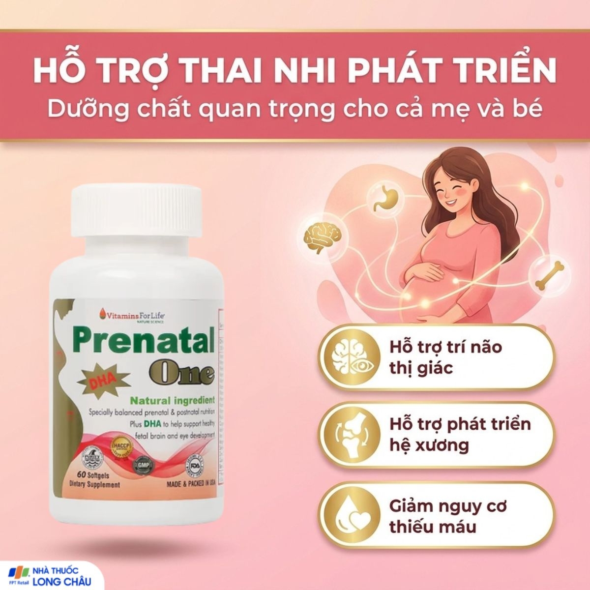 Hình ảnh Viên uống bổ sung vitamin và khoáng chất cho phụ nữ mang thai và sau sinh Prenatal One Vitamins For Life (60 viên)