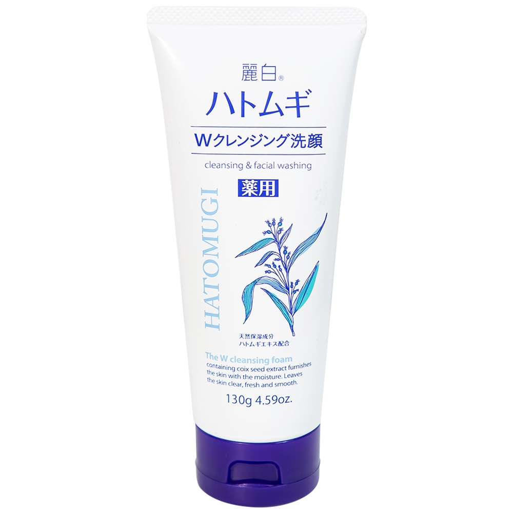 Hình ảnh Sữa rửa mặt tẩy trang Hatomugi Reihaku Hatomugi W Cleansing Foam làm sạch da, loại bỏ bụi bẩn (130g)