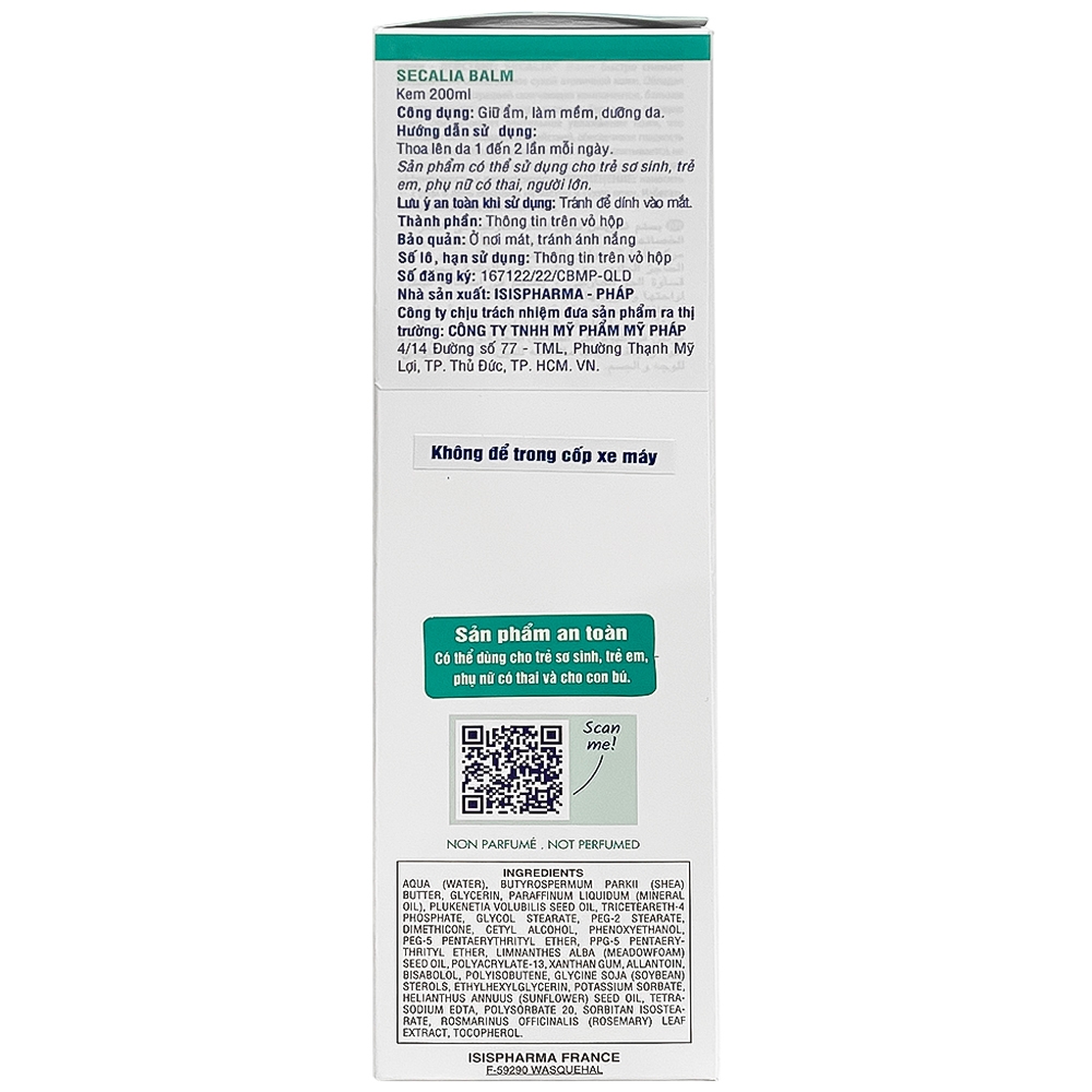 Hình ảnh Kem Secalia Balm IsisPharma giúp dưỡng da, tăng cường độ ẩm, chống khô da (200ml)