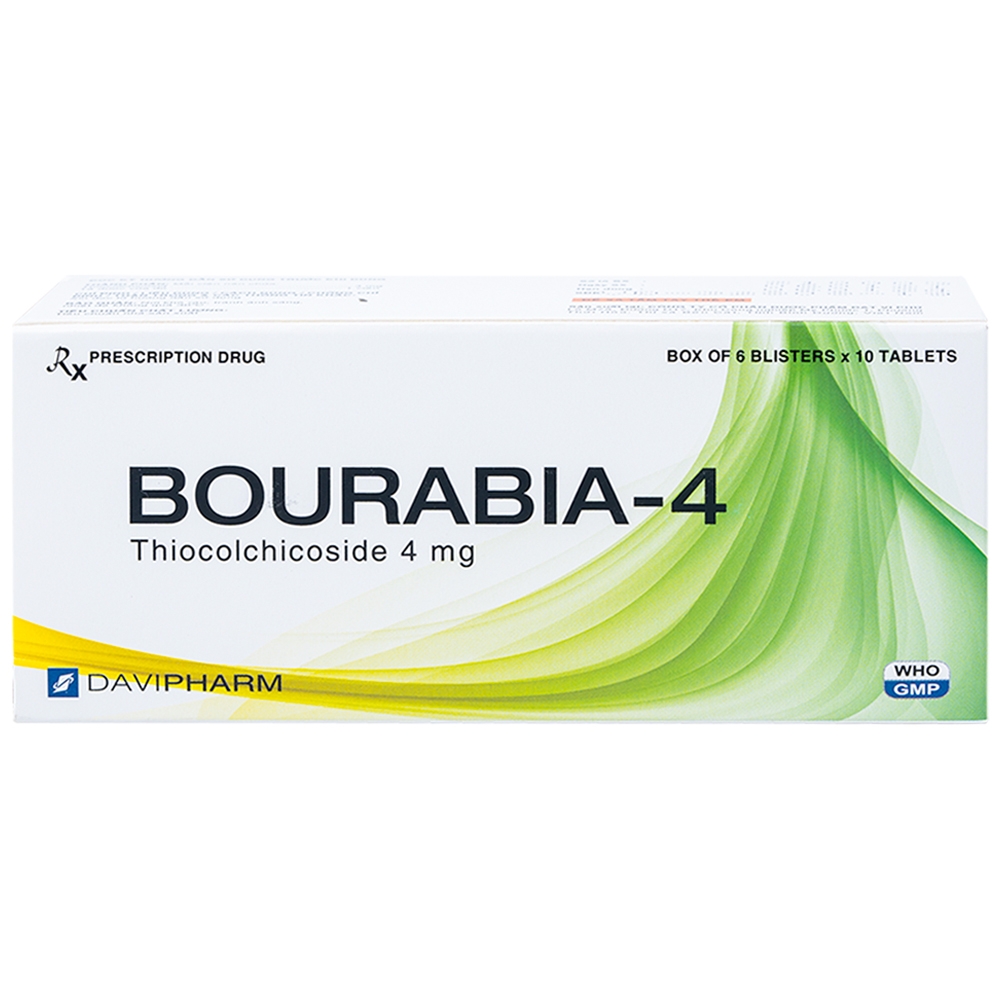 Hình ảnh Thuốc Bourabia-4 DaviPharm điều trị co thắt cơ, giúp giãn cơ trong bệnh lý cột sống cấp tính (6 vỉ x 10 viên)