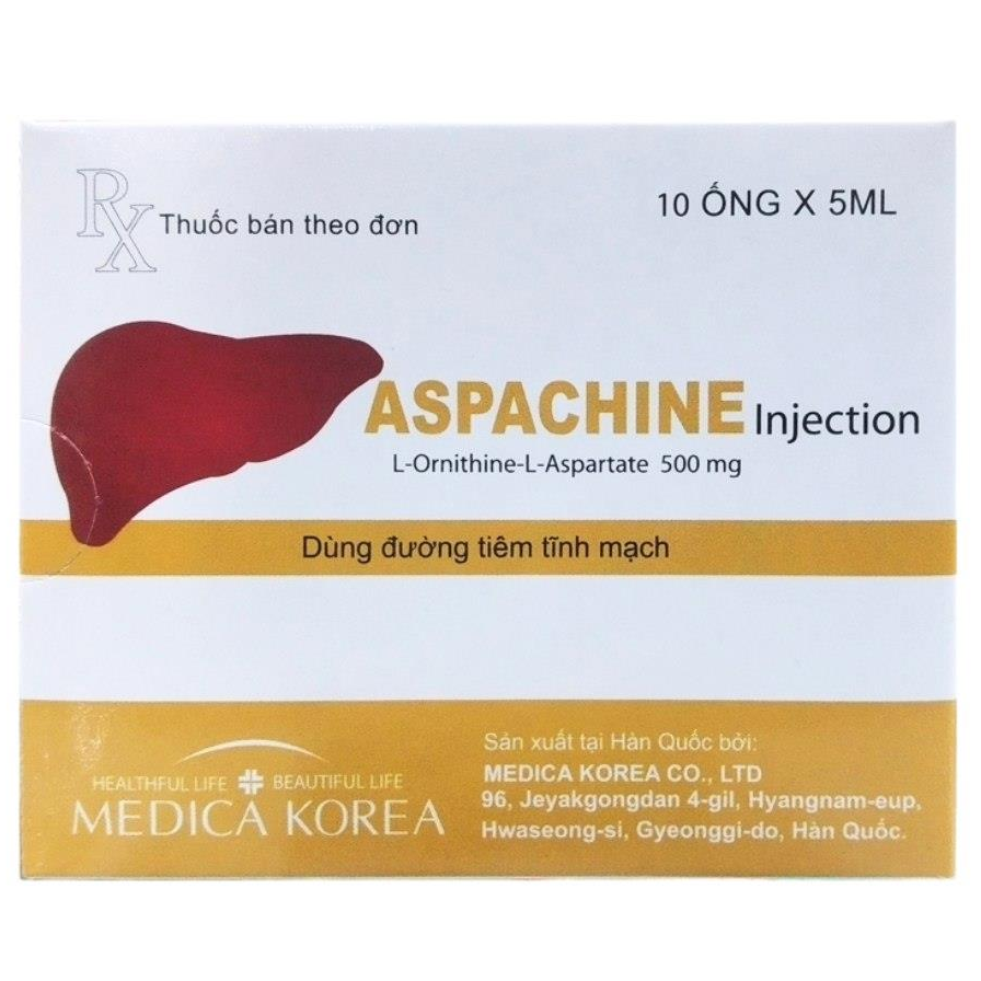 Hình ảnh Thuốc tiêm Aspachine Injecsion 500mg Medica Korea điều trị bệnh rối loạn tiền hôn mê gan (10 ống x 5ml)