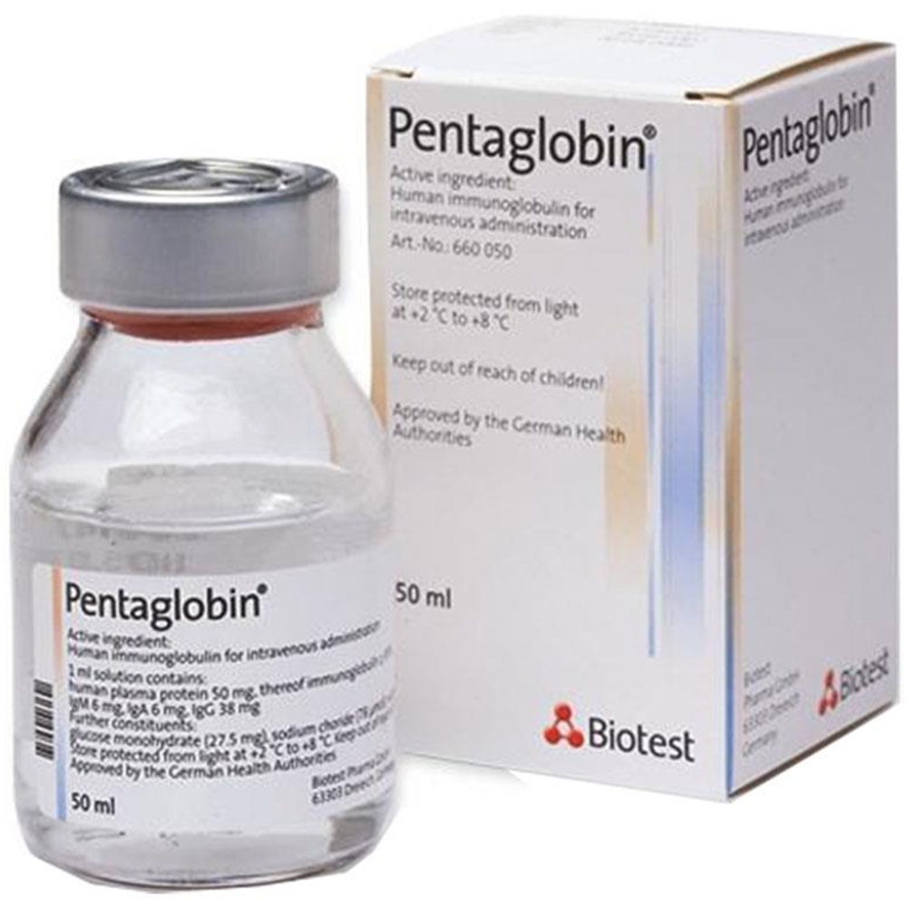 Hình ảnh Thuốc Pentaglobin Biotest điều trị bổ trợ trong nhiễm khuẩn nặng, bổ sung glubin miễn dịch cho cơ thể (50ml)