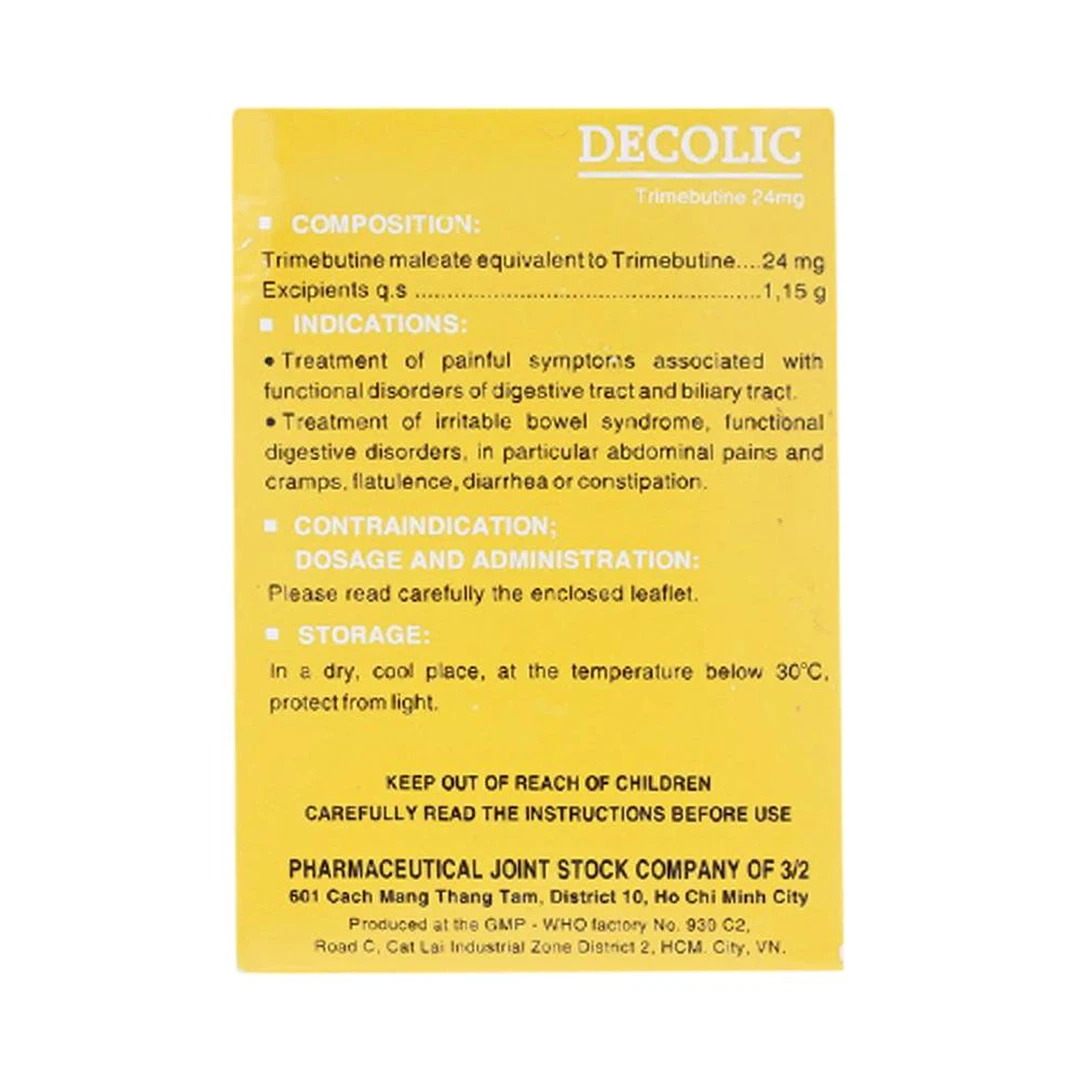 Thuốc Decolic giảm đau do rối loạn ống tiêu hóa (20 gói x 1.15g)