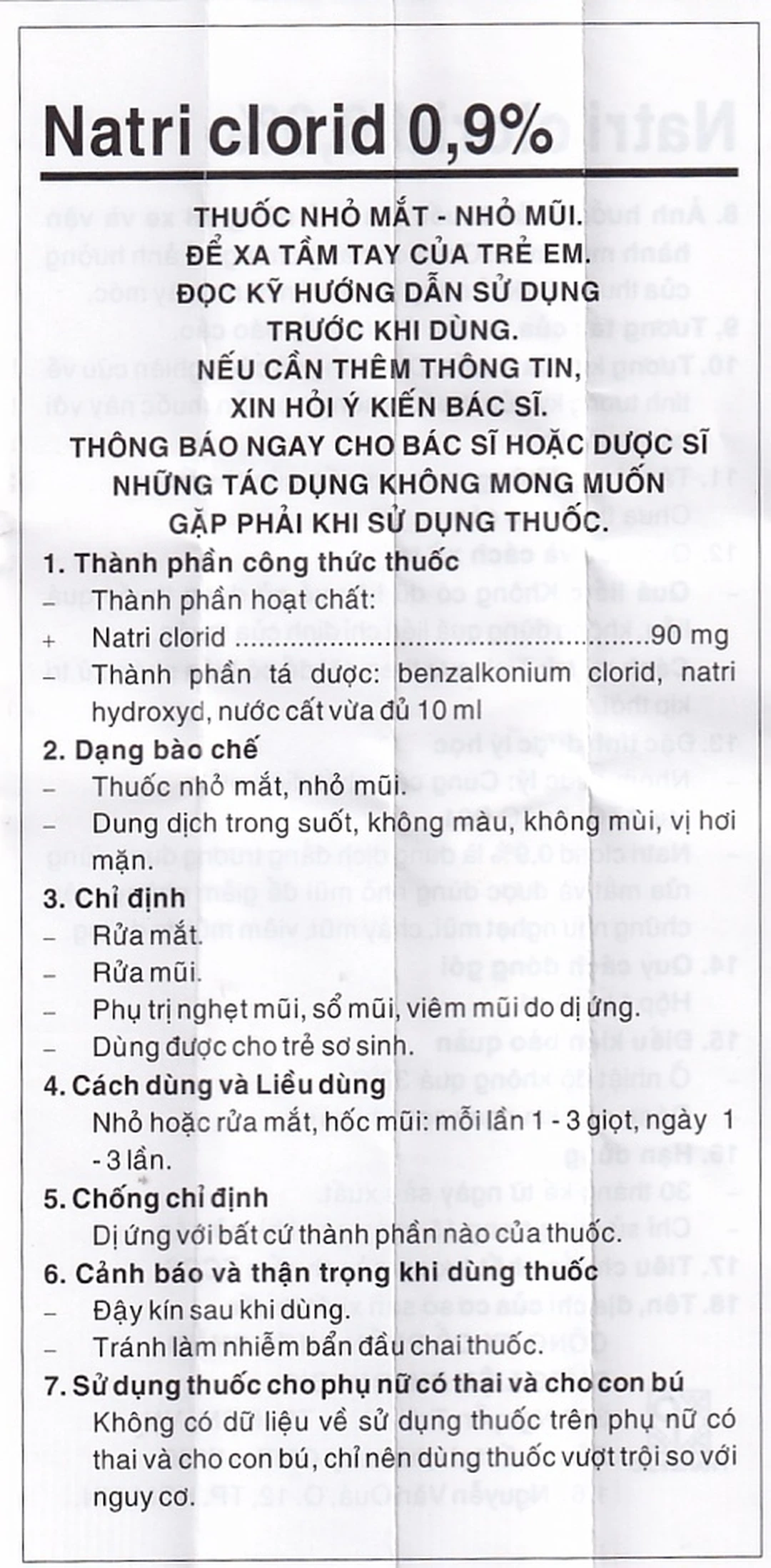Efticol Natri clorid 0.9% rửa mắt, rửa mũi hiệu quả