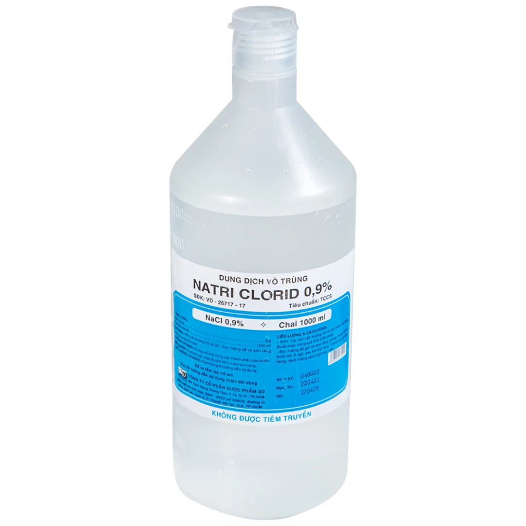 Natri Clorid 1000ml súc miệng, làm sạch vết thương
