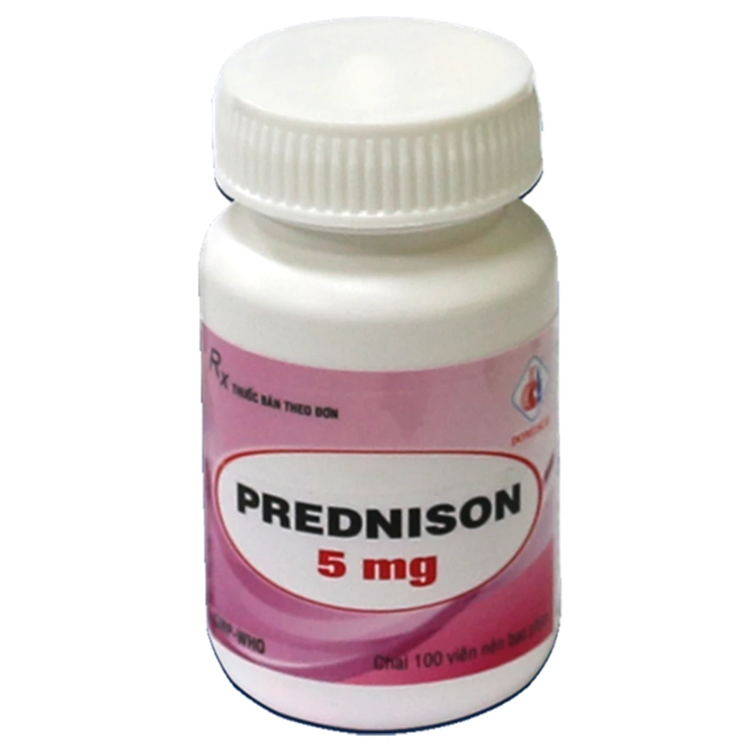 Thuốc Prednison 5mg màu hồng Domesco (Lọ 100 viên)