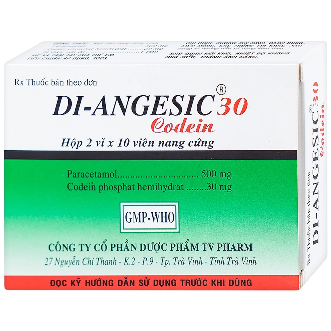 Thuốc Di-Angesic 30 Codein giảm đau cấp tính mức độ trung bình (2 vỉ x ...