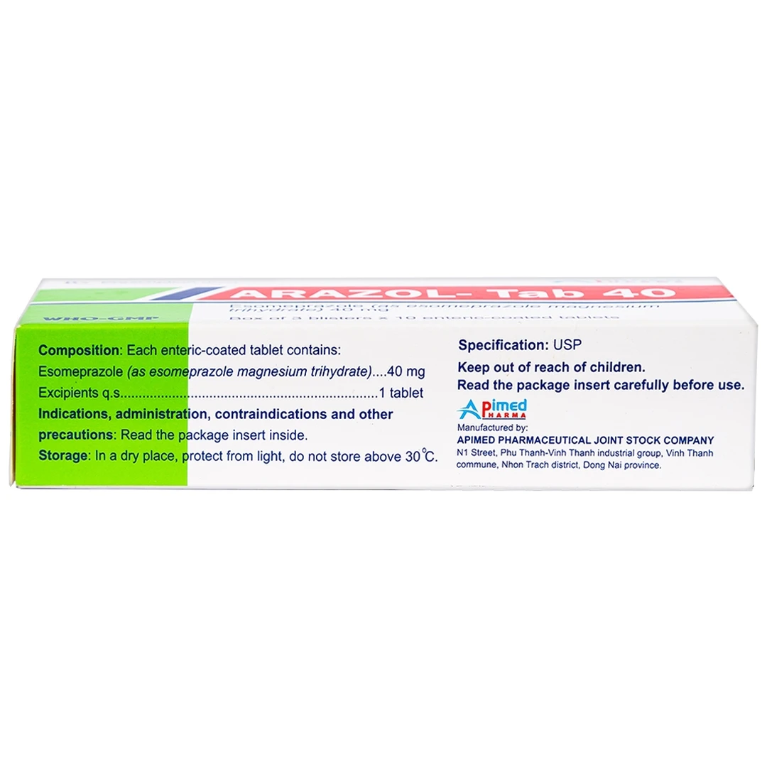 Thuốc Arazol 40mg Apimed trị bệnh trào ngược dạ dày - thực quản