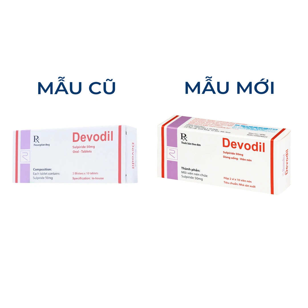 Devodil 50mg trị lo âu, rối loạn hành vi (2 vỉ x 10 viên)