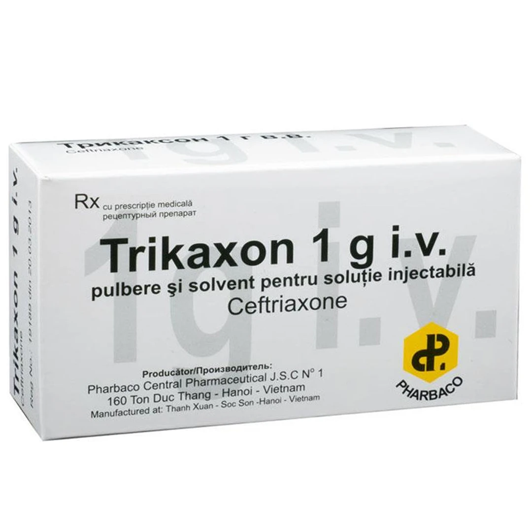 Bột pha tiêm Trikaxon 1 g.i.v Pharbaco điều trị các bệnh nhiễm khuẩn ...