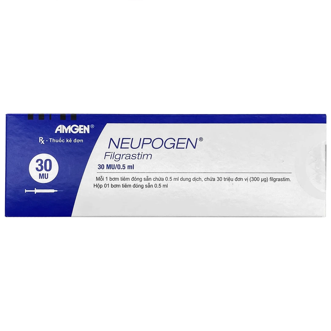 Thuốc Neupogen 30MU/0.5ml Amgen điều trị sốt do giảm bạch cầu đa nhân ...
