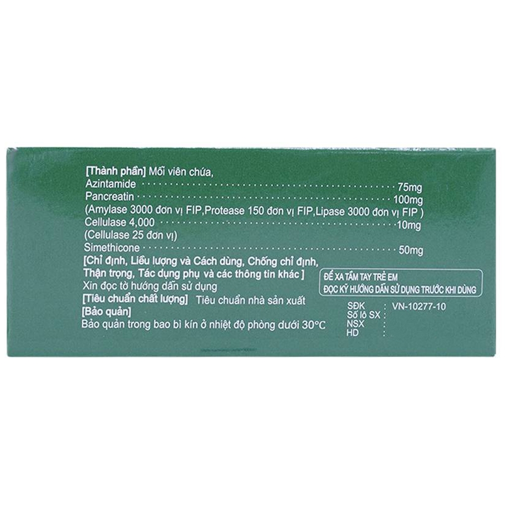 Hình ảnh Thuốc Azintal Forte điều trị đầy hơi, khó tiêu, chướng bụng (10 vỉ x 10 viên)