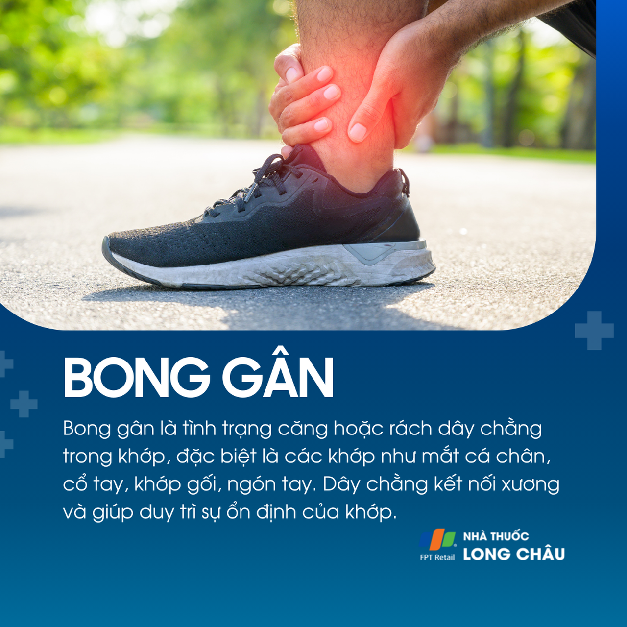 Bong gân là tổn thương dây chằng do kéo căng hoặc rách, thường gặp ở cổ tay, cổ chân, khớp gối, ngón tay