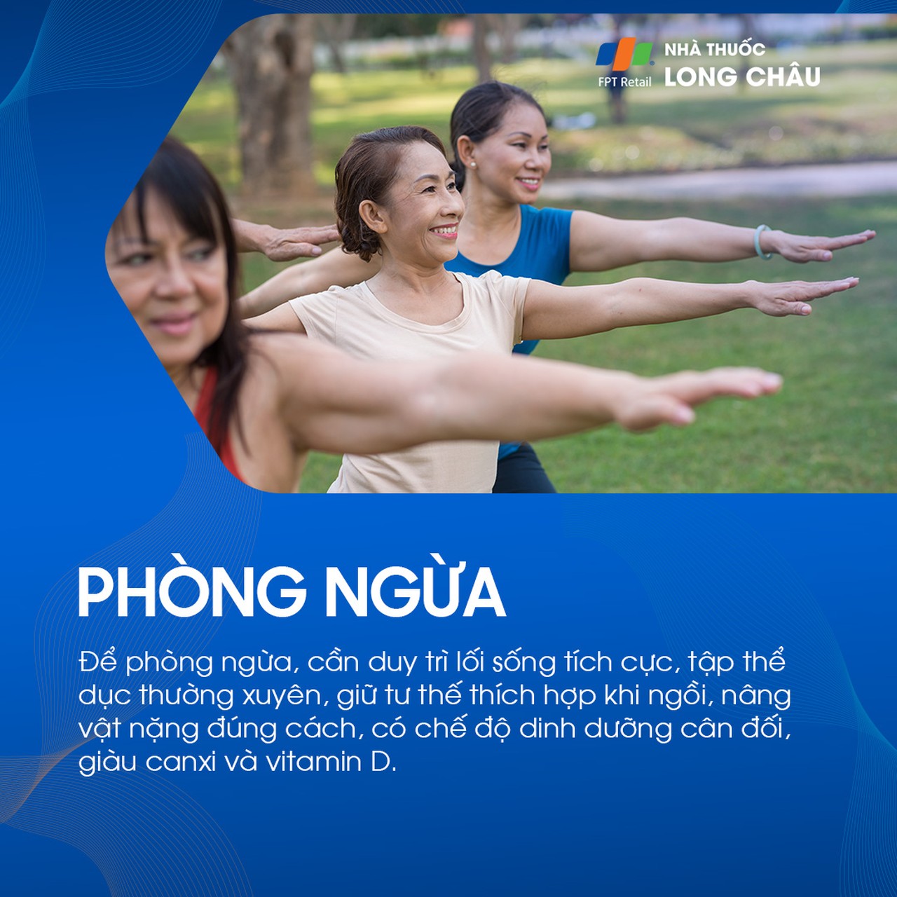 Phòng ngừa đau lưng bằng cách duy trì lối sống tích cực, tập thể dục thường xuyên, giữ tư thế đúng và có chế độ dinh dưỡng giàu canxi, vitamin D