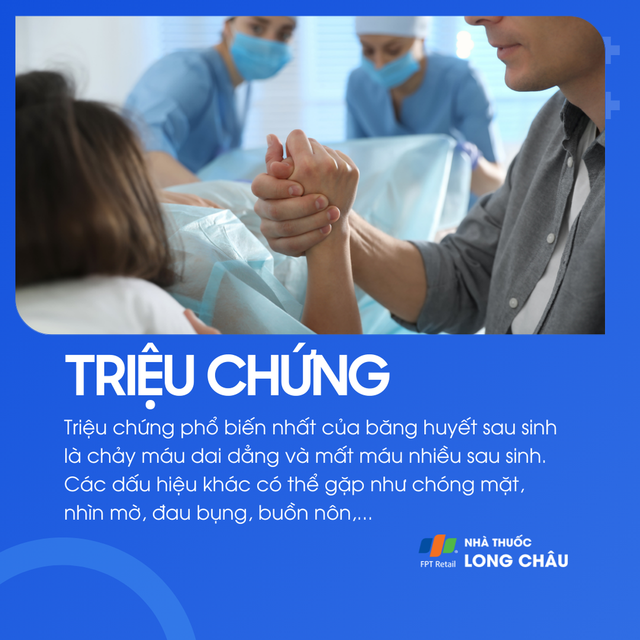 Triệu chứng bao gồm chảy máu kéo dài, chóng mặt, nhìn mờ, buồn nôn, đau bụng sau sinh