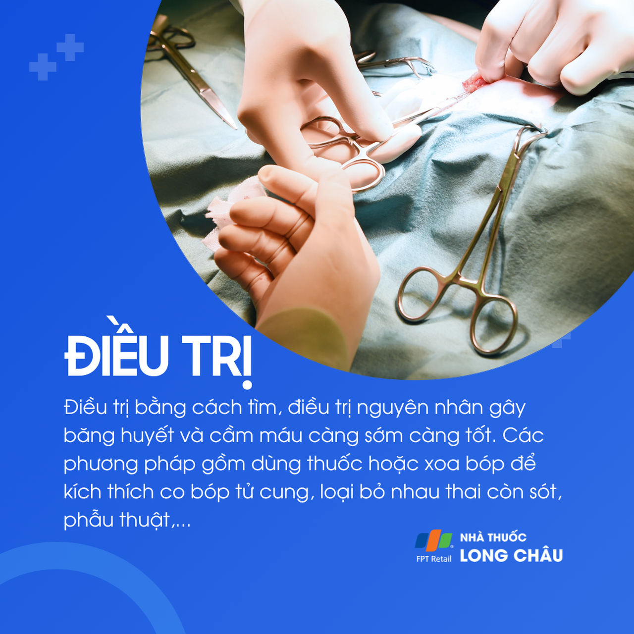 Điều trị gồm cầm máu, dùng thuốc co hồi tử cung, lấy nhau sót hoặc phẫu thuật