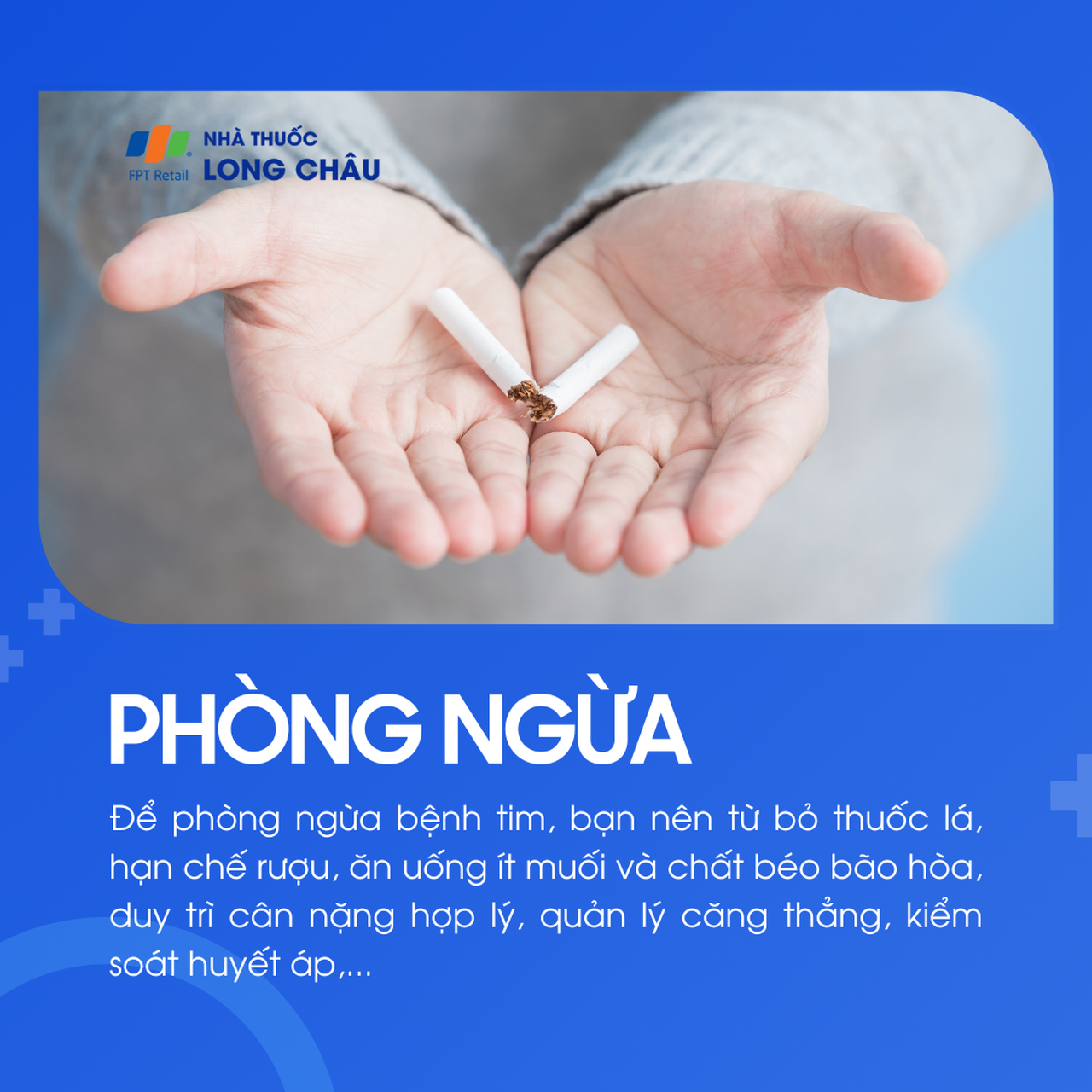 Để phòng ngừa bệnh tim, nên bỏ thuốc lá, hạn chế rượu bia, ăn ít muối và chất béo bão hòa, duy trì cân nặng hợp lý