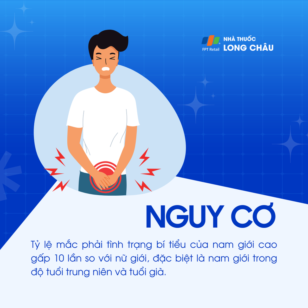 Nguy cơ: Nam giới, nhất là trung niên và cao tuổi, có nguy cơ mắc bí tiểu cao gấp 10 lần nữ giới