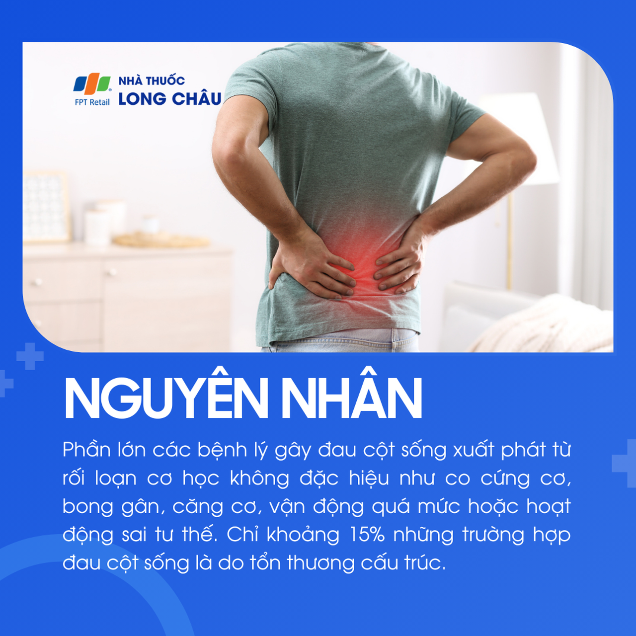Đau cột sống thường do rối loạn cơ học như co cứng cơ, căng cơ, sai tư thế, bong gân hoặc vận động quá mức
