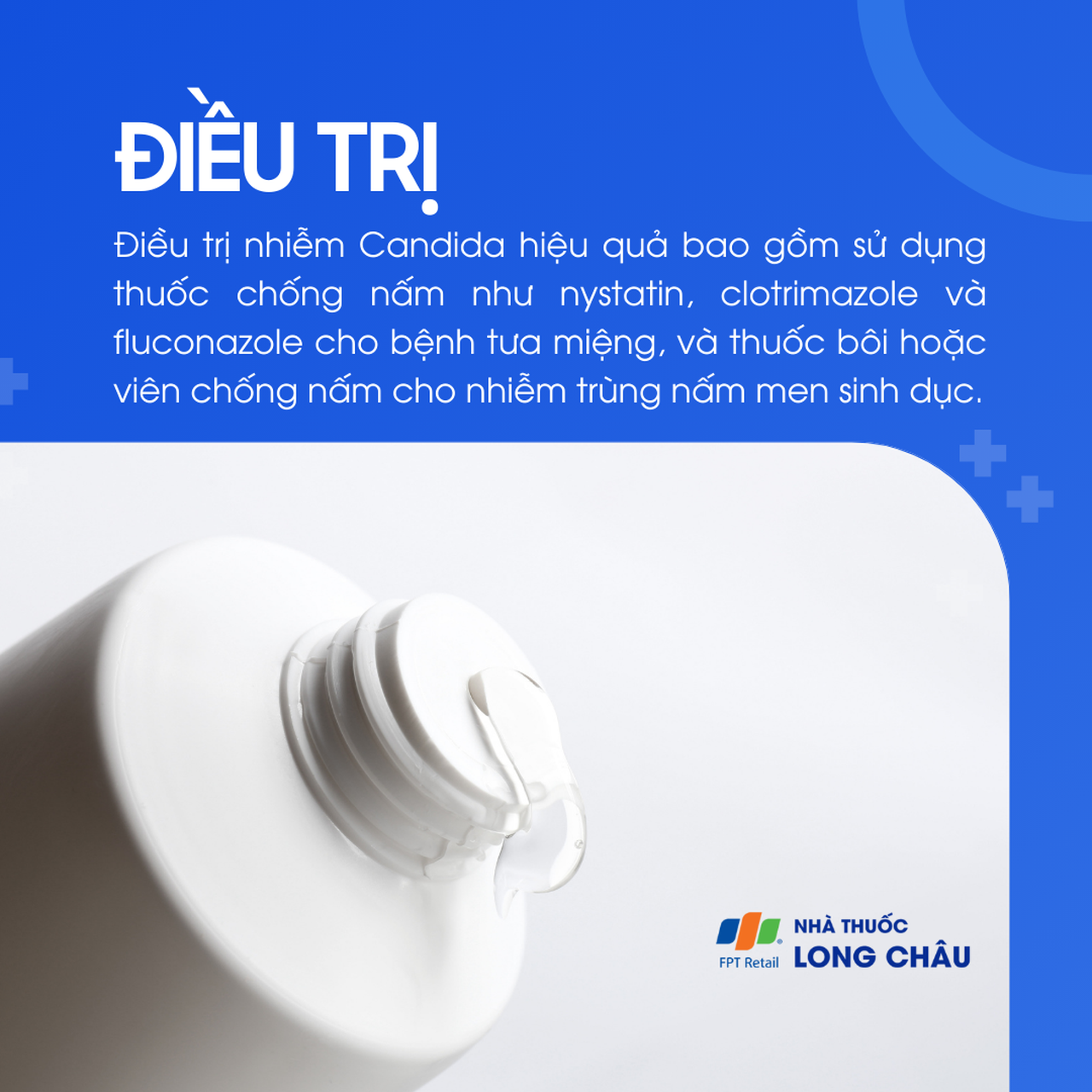 Điều trị nấm Candida bằng thuốc kháng nấm như nystatin, clotrimazole, fluconazole dạng bôi hoặc uống tùy vị trí nhiễm