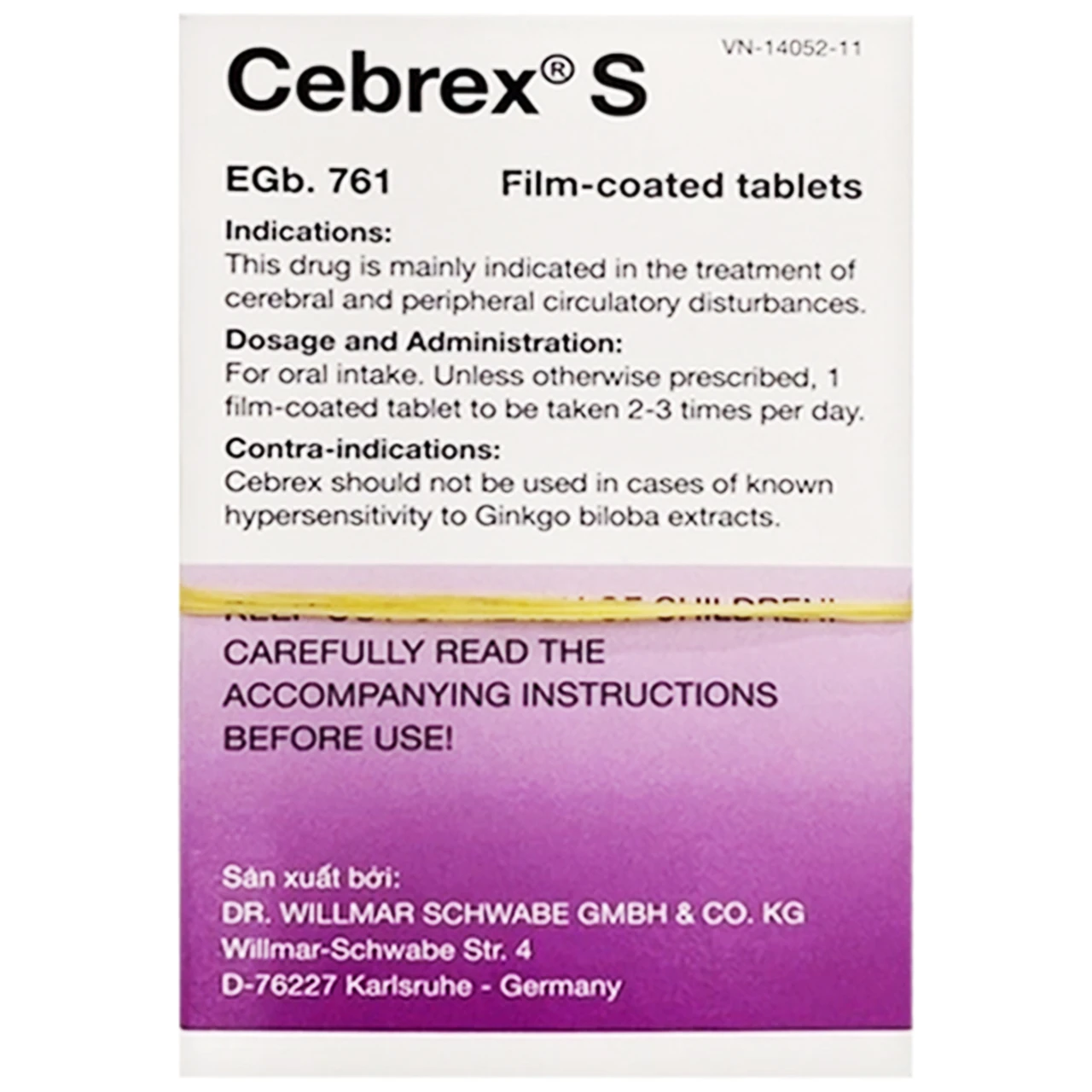 Cebrex S 80mg: Thuốc điều trị rối loạn chức năng não (120 viên)