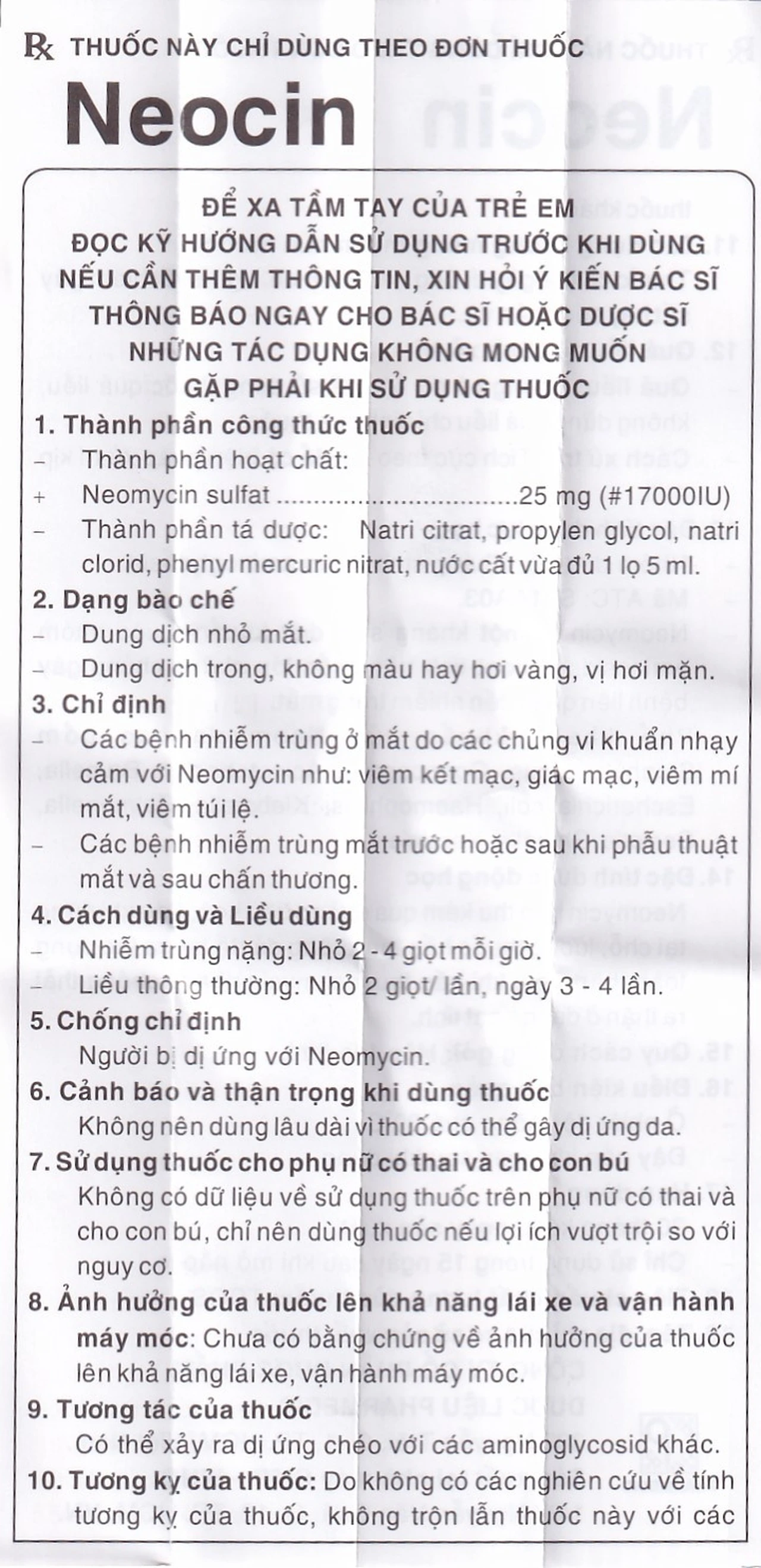 Thuốc nhỏ mắt Neocin điều trị viêm kết mạc, giác mạc (5ml)