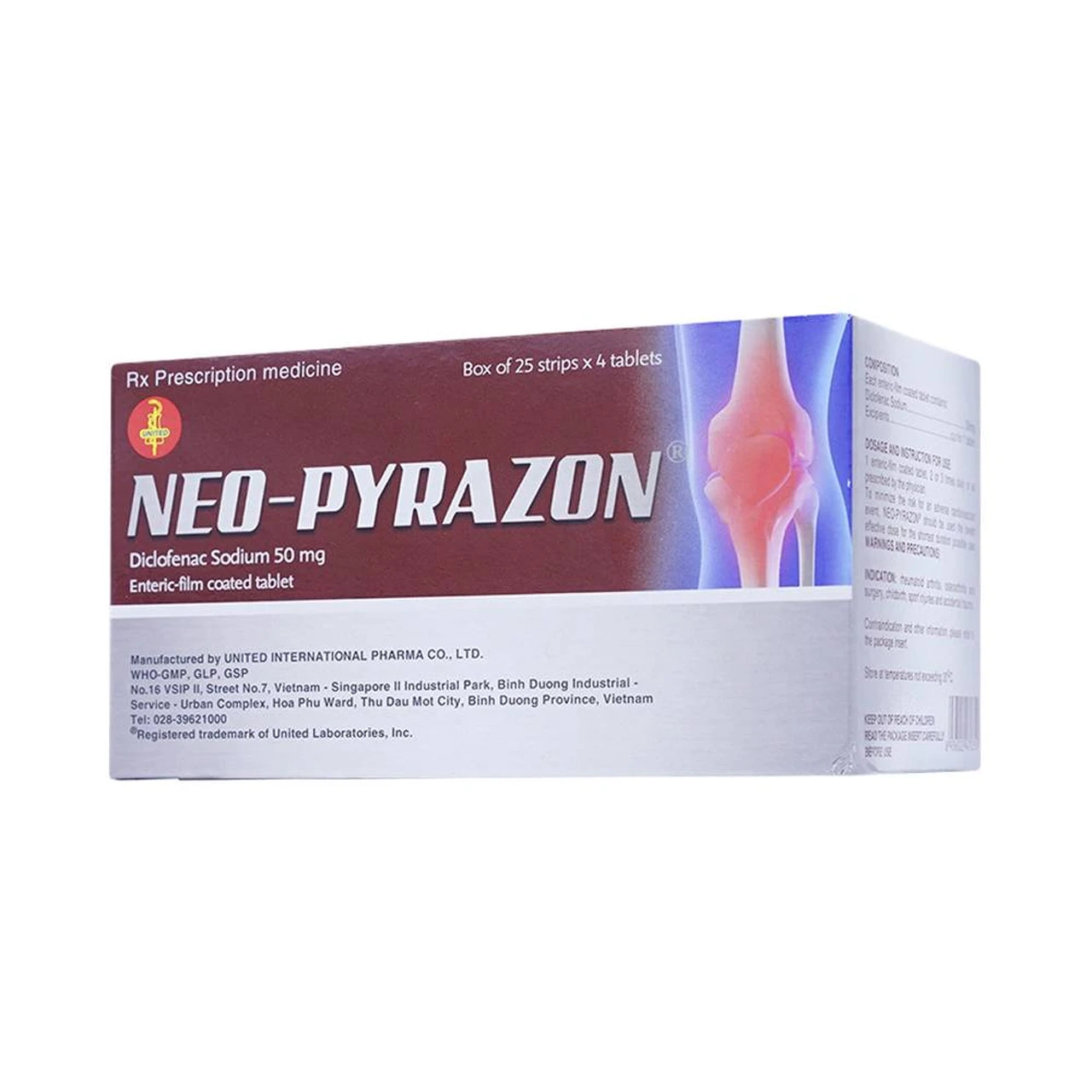 Thuốc Neopyrazon 50mg United giúp giảm đau, hạ sốt (100 viên)