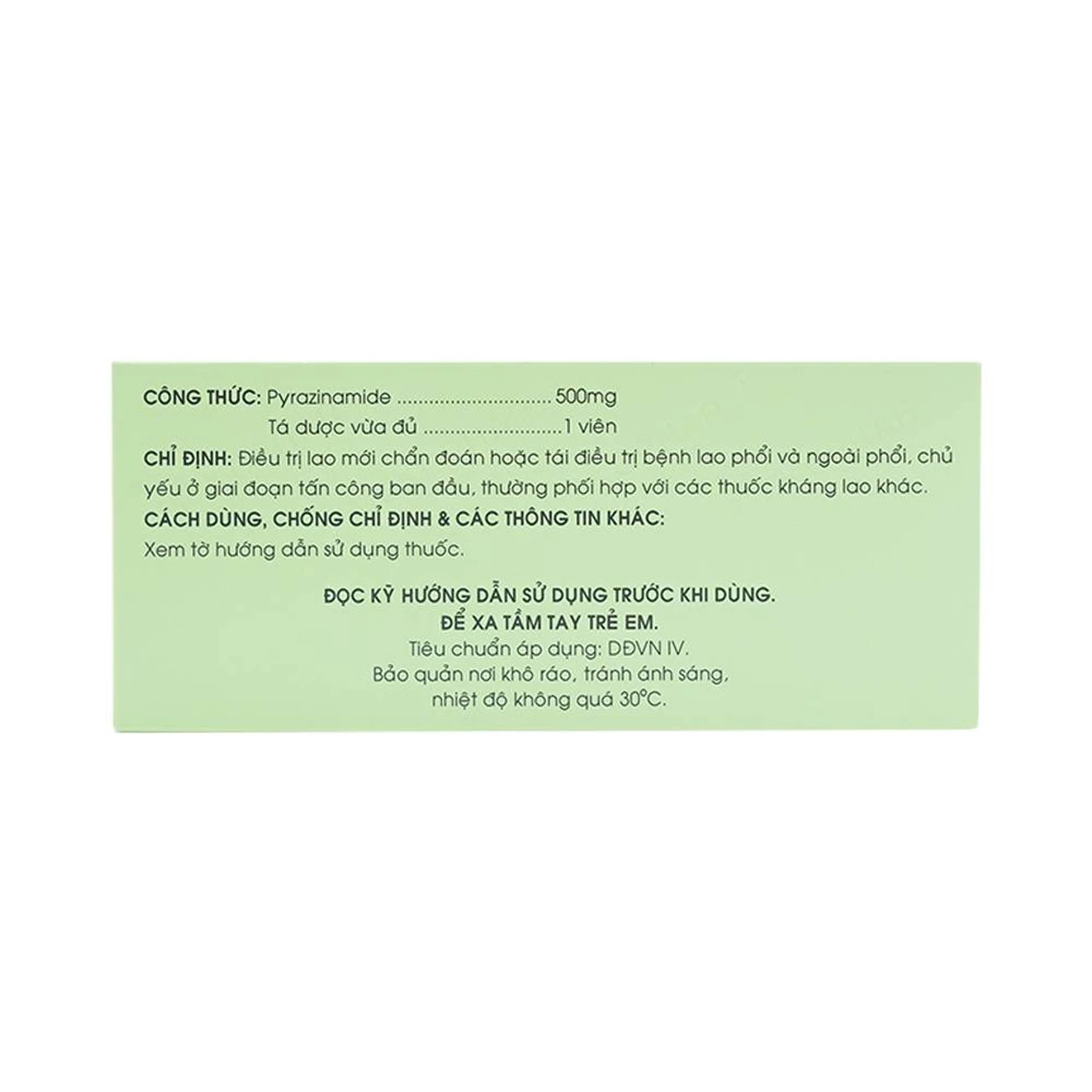 Thuốc Pyrazinamide 500mg điều trị bệnh lao phổi (10 vỉ x 10 viên)