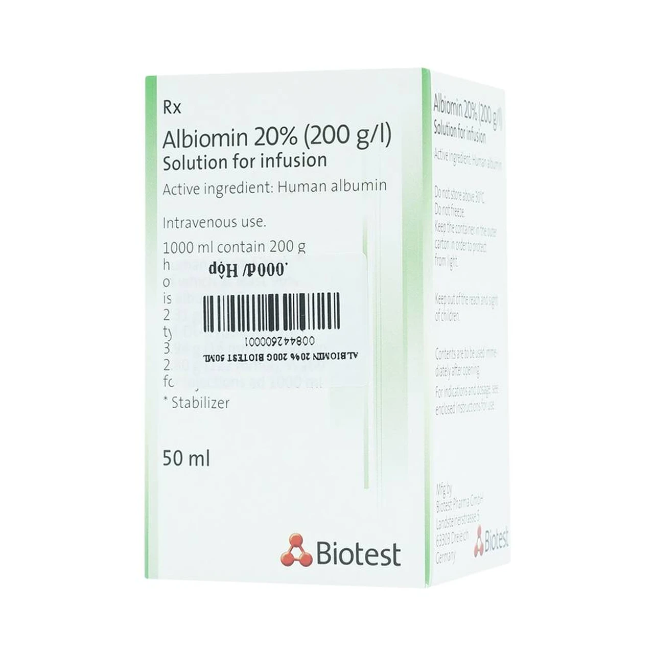 Albiomin 20 - Dịch truyền điều trị sốc giảm thể tích (50ml)