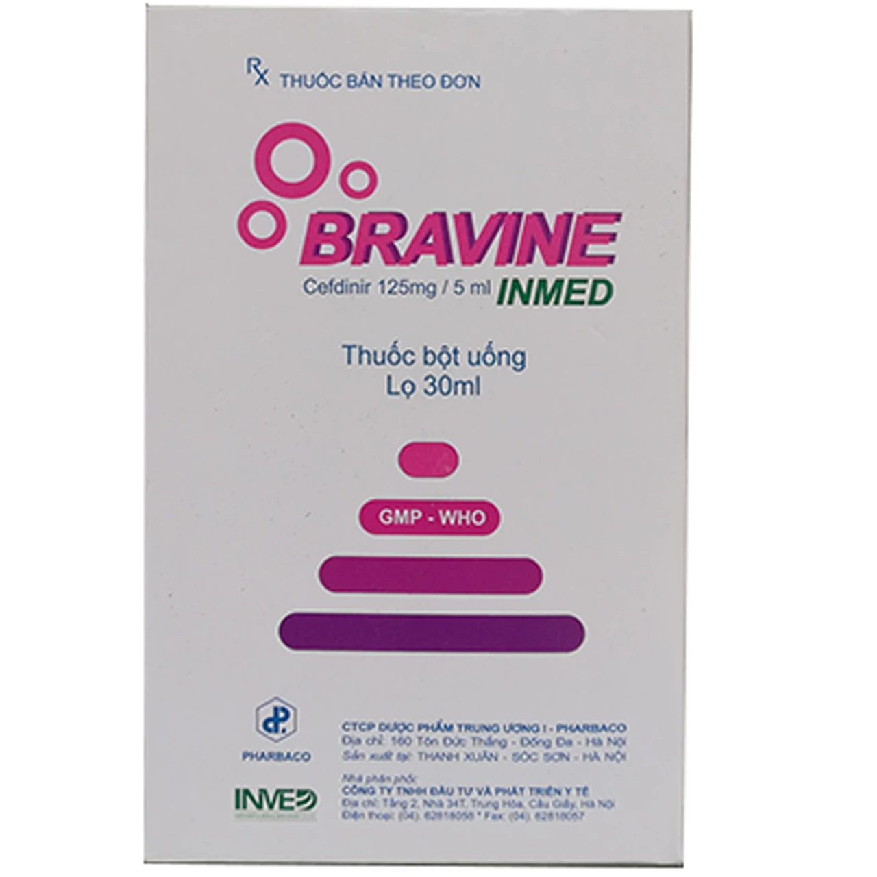 Thuốc bột uống Bravine Inmed Pharbaco điều trị các bệnh nhiễm trùng ...
