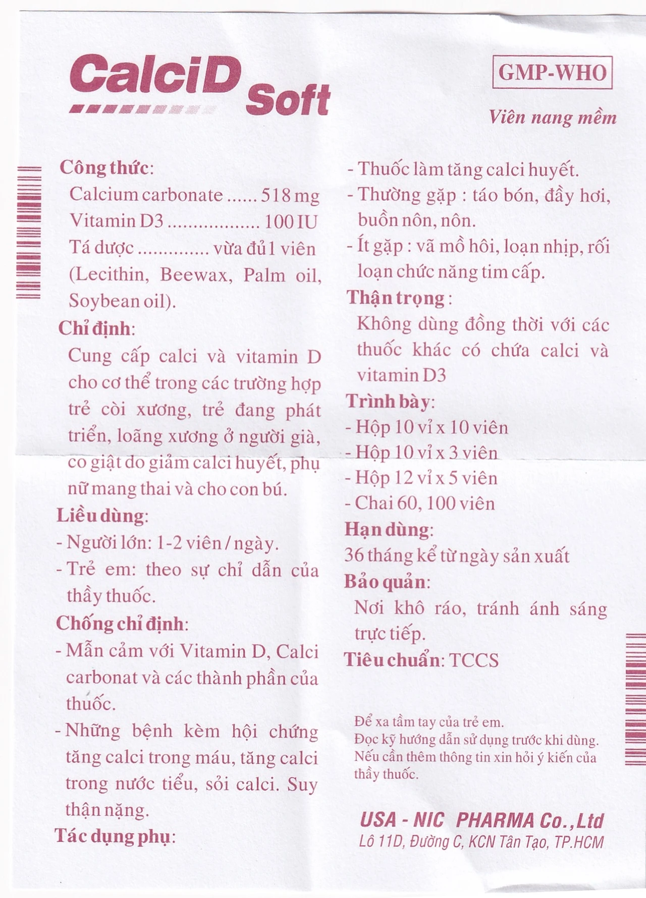 Thuốc Calcid Soft cung cấp Calci và Vitamin D (10 vỉ x 10 viên)